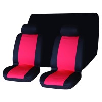 Seat Covers Set Universal with Detachable Headrest (Fabric) HOUSE AUTO 5 pcs 1+1 Free - ΜΑΥΡΟ/ΚΟΚΚΙΝΟ