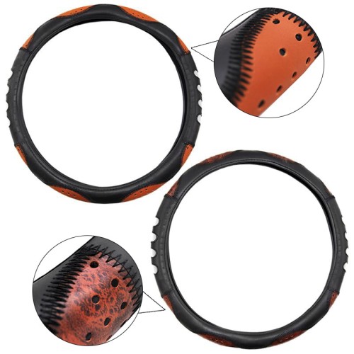 Steering Wheel Cover Mesh – 38cm Leatherette - ΜΑΥΡΟ/ΚΑΦΕ Steering Wheel Cover Mesh – 38cm Leatherette - ΜΑΥΡΟ/ΚΑΦΕ