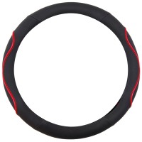 καλυμμα τιμονιου wavy 38cm - μαυρο/κοκκινο