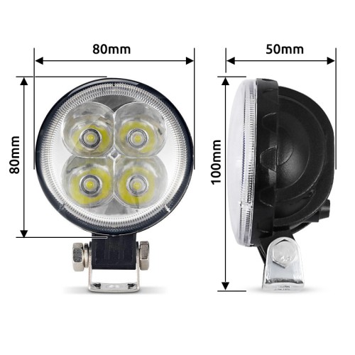 προβολακι led spot epistar φ 80mm 12w 10-30v 880lm, 6000-6500k