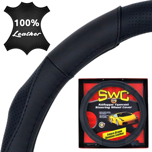 καλυμμα τιμονιου δερμα curves 38cm - μαυρο καλυμμα τιμονιου δερμα curves 38cm - μαυρο