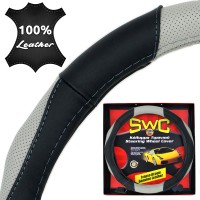 καλυμμα τιμονιου δερμα curves 38cm - μαυρο/γκρι