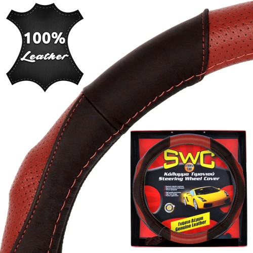 καλυμμα τιμονιου δερμα curves 38cm - μαυρο/κοκκινο καλυμμα τιμονιου δερμα curves 38cm - μαυρο/κοκκινο