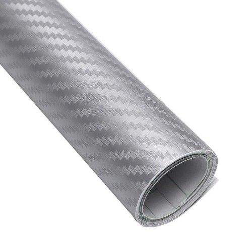διακοσμητικη αυτοκολλητη ταινια 3d carbon ρολο ασημι 30x150cm