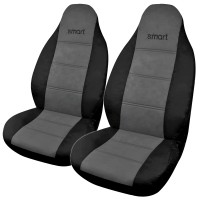 καλύμματα μπροστινά σετ smart με ενσωματωμένο κεφαλάρι (pu) 2 τμχ - μαυρο/γκρι