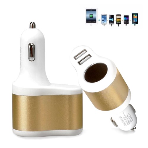 φορτιστης αναπτηρα με 2 usb - χρυσο φορτιστης αναπτηρα με 2 usb - χρυσο