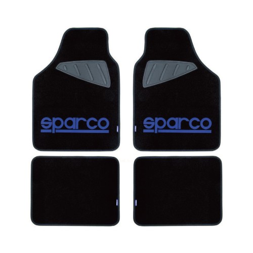 μοκέτα μαύρη με μπλε logo 4τμχ sparco