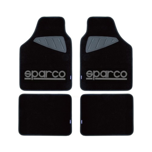 μοκέτα μαύρη με γκρι logo 4τμχ sparco