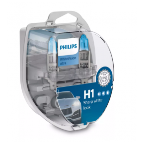 Λάμπες Philips H1 12V 55W White Vision Ultra έως 4000K και 60% Περισσ. Φως 2Τμχ
